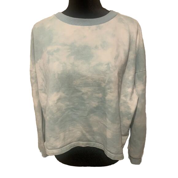 L'URV Solar Mist Womens Sweatshirt Size Large Turquoise 100%Cotton Yoga Pullover - Picture 3 of 11